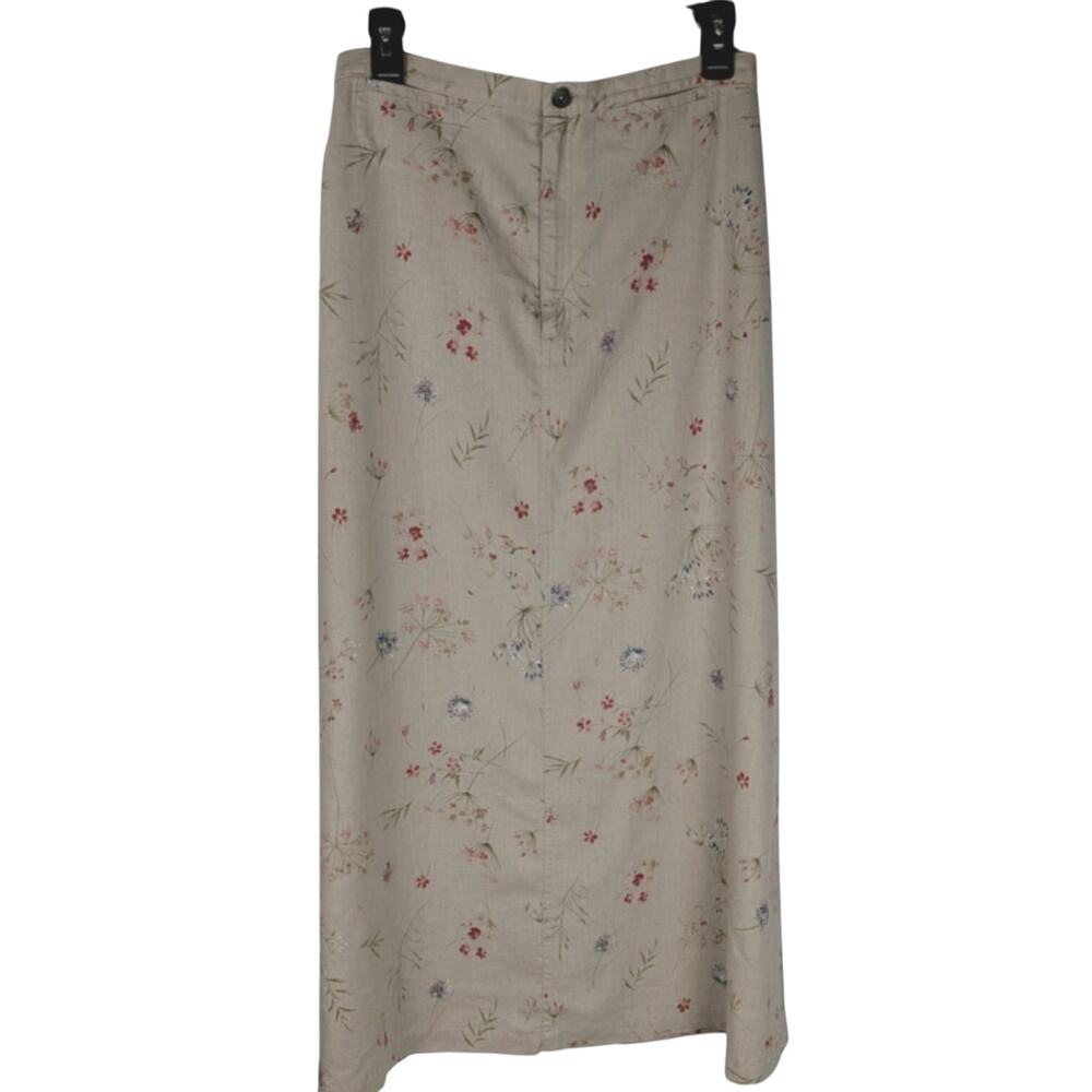 Vtge Liz Claiborne Y2K Beige linen blend skirt Waist29-31 Sz 12 Maxi A line EUC